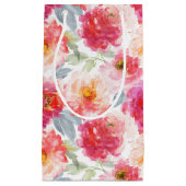 Pink Watercolor Peony Blume Pattern Kleine Geschenktüte (Vorderseite)