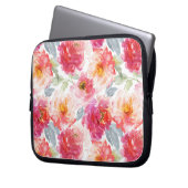 Pink Watercolor Peony Blume Pattern Laptopschutzhülle (Vorderseite Links)