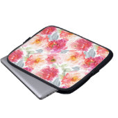 Pink Watercolor Peony Blume Pattern Laptopschutzhülle (Vorne Knopf)