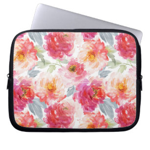 Pink Watercolor Peony Blume Pattern Laptopschutzhülle