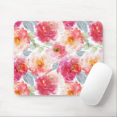 Pink Watercolor Peony Blume Pattern Mousepad (Mit Mouse)