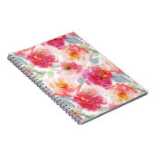 Pink Watercolor Peony Blume Pattern Notizblock (Rechte Seite)