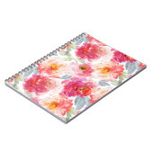 Pink Watercolor Peony Blume Pattern Notizblock (Linke Seite)