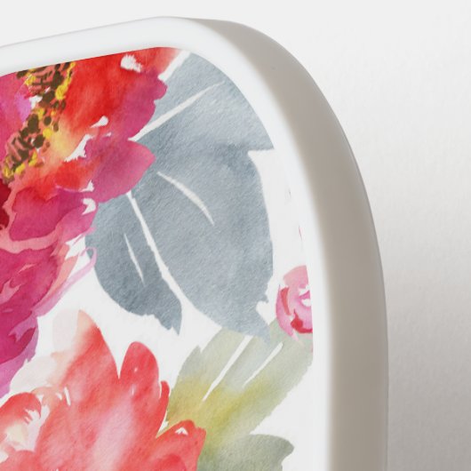 Pink Watercolor Peony Blume Pattern Pickleball Schläger (Linke Seite)