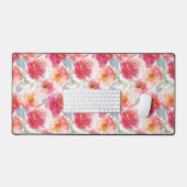 Pink Watercolor Peony Blume Pattern Schreibtischunterlage (Tastatur & Maus)