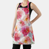 Pink Watercolor Peony Blume Pattern Schürze (InSitu)