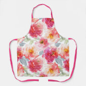 Pink Watercolor Peony Blume Pattern Schürze (Vorderseite)