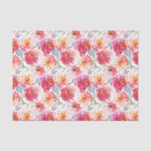 Pink Watercolor Peony Blume Pattern Seidenpapier