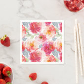 Pink Watercolor Peony Blume Pattern Serviette (Beispiel)