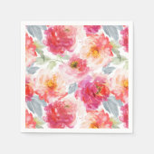 Pink Watercolor Peony Blume Pattern Serviette (Vorderseite)