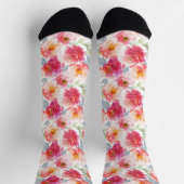 Pink Watercolor Peony Blume Pattern Socken (Oben)