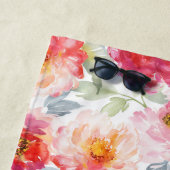 Pink Watercolor Peony Blume Pattern Strandtuch (Beispiel)