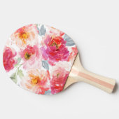 Pink Watercolor Peony Blume Pattern Tischtennis Schläger (Seitenansicht)