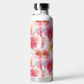 Pink Watercolor Peony Blume Pattern Trinkflasche (Rechts)