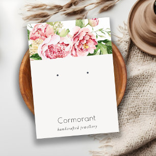 Pink Watercolor Peony Floral Stuck Earring Display Visitenkarte