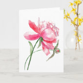 Pink Watercolor Peony Grußkarte Karte (Gelbe Blume)