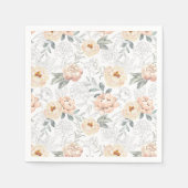 Pink Watercolor Peonys Blumenmuster Serviette (Vorderseite)