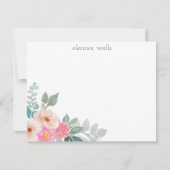 Pink Watercolor Personalisierte Blumengestation Mitteilungskarte (Vorderseite)