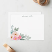 Pink Watercolor Personalisierte Blumengestation Mitteilungskarte (Vorderseite/Rückseite Beispiel)