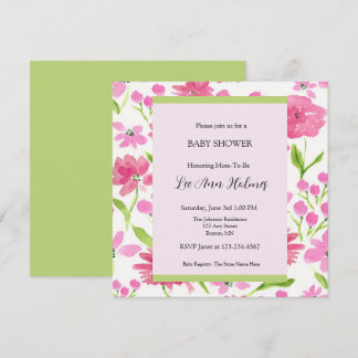Pink Watercolor Personalisierte Blütendusche Einladung