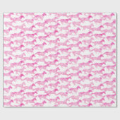 Pink Watercolor Pferde Geschenkpapier (Flach)