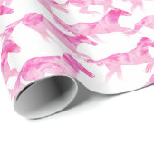 Pink Watercolor Pferde Geschenkpapier (Rolleneckpunkt)