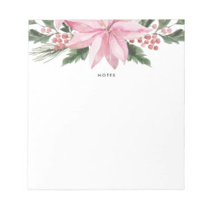 Pink Watercolor Poinsettia und Holland Notizblock