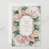 Pink Watercolor Poinsettia Weihnachtsfest Party Einladung (Vorderseite)