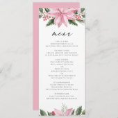 Pink Watercolor Poinsettia Winter Hochzeit Menükarte (Vorne/Hinten)