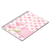 Pink Watercolor Polka Dots & Flowers Notizblock (Linke Seite)