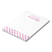 Pink Watercolor Polka Dots mit Ihrem Namen Notizblock (Rotiert)