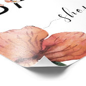 Pink Watercolor Poppies Baby Dusche Willkommen Fotodruck (Ecke)