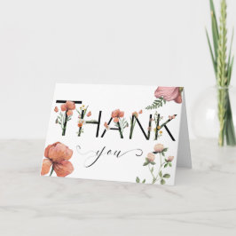 Pink Watercolor Poppies Vielen Dank Karte