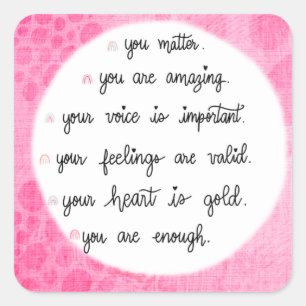 Pink Watercolor Positive Affirmative Aufkleber
