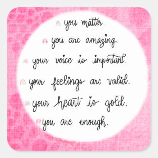 Pink Watercolor Positive Affirmative Aufkleber