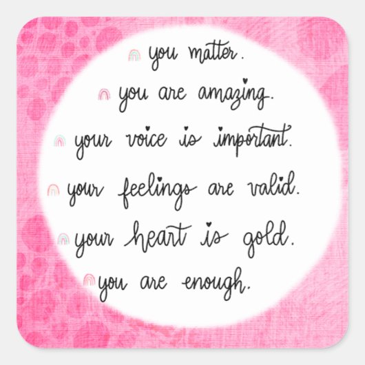 Pink Watercolor Positive Affirmative Aufkleber (Vorderseite)