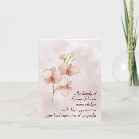 Pink Watercolor Posy Beileid Vielen Dank Karte (Vorderseite)