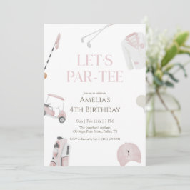 Pink Watercolor Preppy Golf Let’s Par-Tee Birthday Einladung