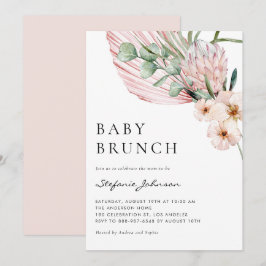 Pink Watercolor Protea Tropical Baby Brunch Einladung