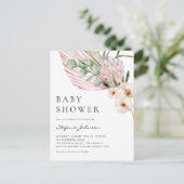 Pink Watercolor Protea Tropical Baby Dusche Einladungspostkarte (Stehend Vorderseite)