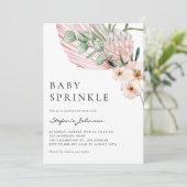 Pink Watercolor Protea Tropical Baby Sprinkle Einladung (Stehend Vorderseite)