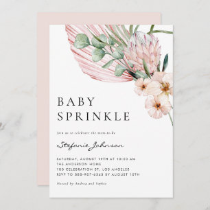 Pink Watercolor Protea Tropical Baby Sprinkle Einladung