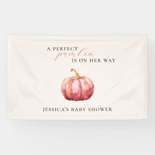 Pink Watercolor Pumpkin Baby Duschbanner Banner (Horizontal)