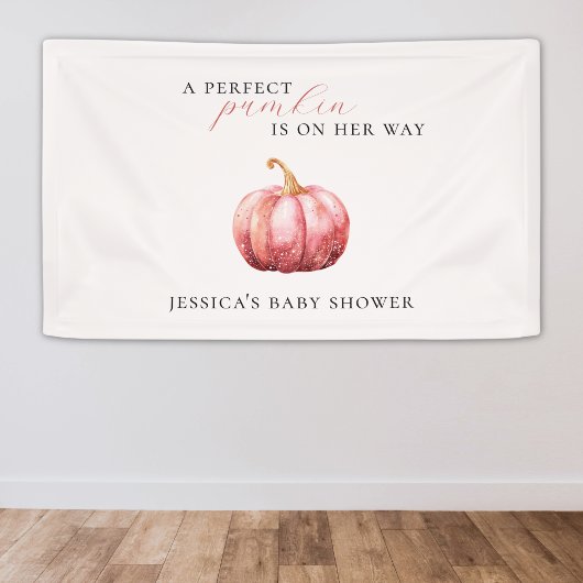 Pink Watercolor Pumpkin Baby Duschbanner Banner