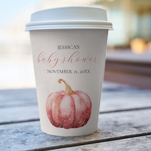 Pink Watercolor Pumpkin Baby Shooting Paper Cup Pappbecher