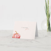Pink Watercolor Pumpkin Danke Karte (Vorderseite)