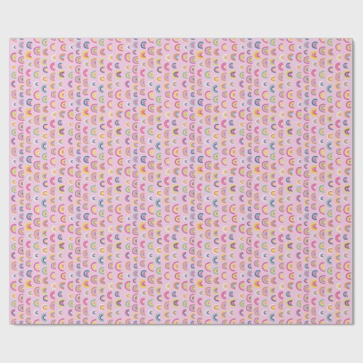 Pink Watercolor Rainbow Geschenkpapier (Flach)