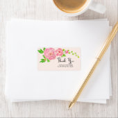 Pink Watercolor Ranunculus Danke Labels Adressaufkleber (Insitu)