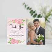 Pink Watercolor Ranunculus Wedding Danke Foto (Stehend Vorderseite)