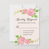 Pink Watercolor Ranunculus Wedding RSVP Response (Vorderseite)